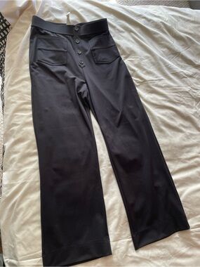 HALARA Black Wide-Leg Button-Front Pants M P